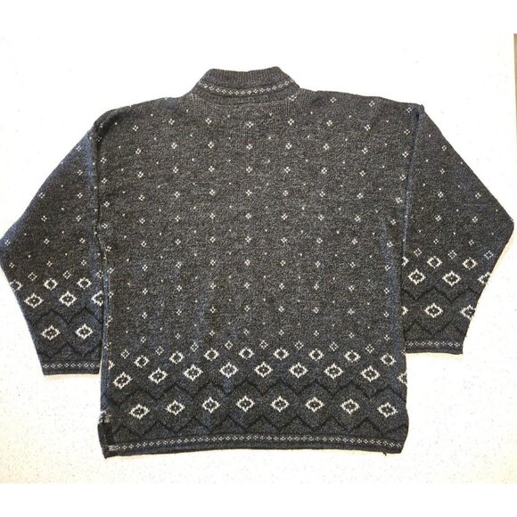 Vtg Ski Sweater Mens Sz M Gray Fair Isle Snowflake Spunky Acrylic Mock Neck USA - Picture 6 of 10